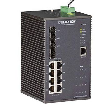 Black Box LPH2008A-4GSFP Industrial Managed Gigabit Ethernet PoE+ Switch